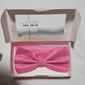 NEW Dan Smith Bow Tie in Gift Box Pink Mesh Pattern Handmade Microfiber